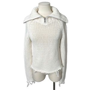RtA Dom Half Zip Knot Sweater Distressed XS